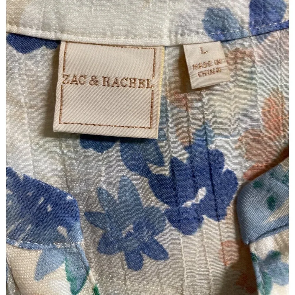 Zac & Rachel Floral Sleeveless Tie Front Button Up Shirt Womens Size Large - Picture 7 of 9